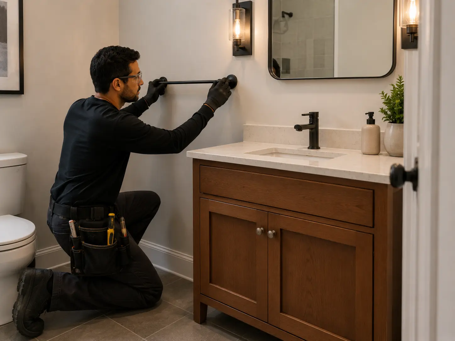 Common bathroom refresh requests including fixtures caulking and accessories
