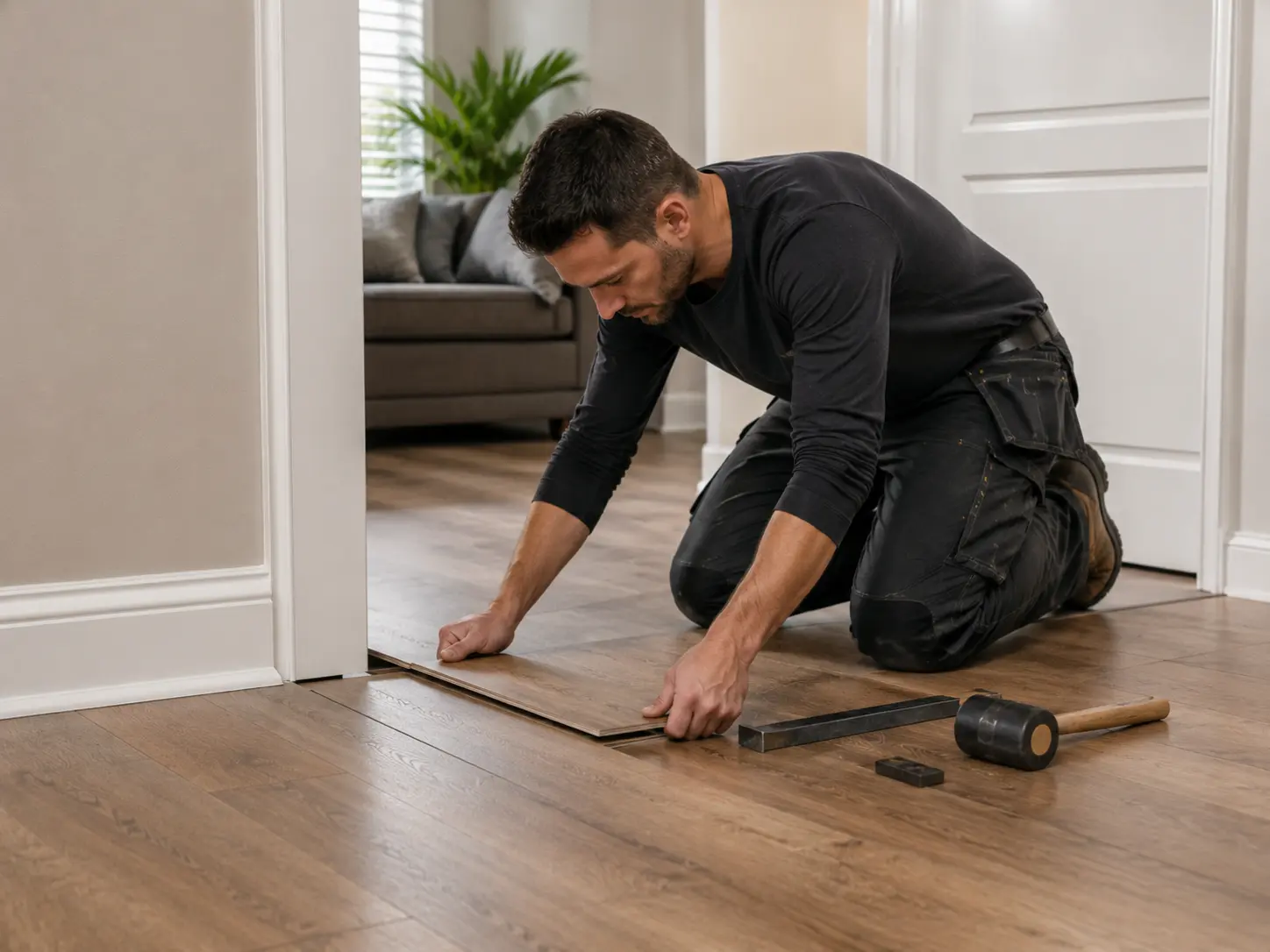 Common flooring repairs including loose planks gaps and transitions