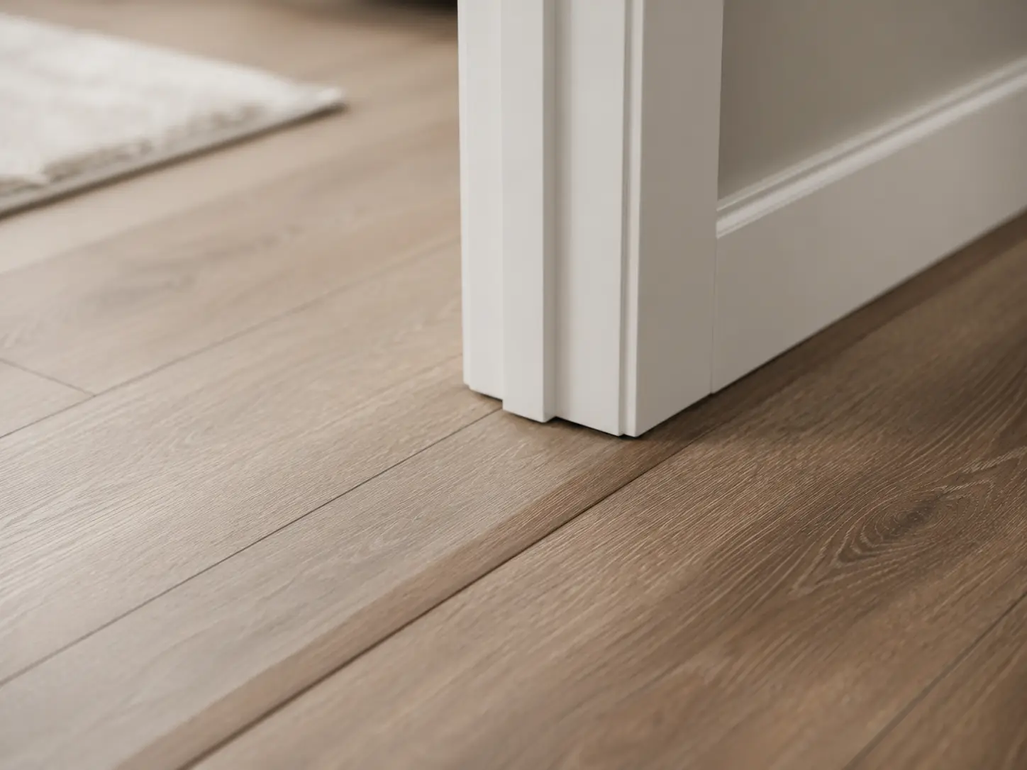 Clean flooring transition and finished edge detail